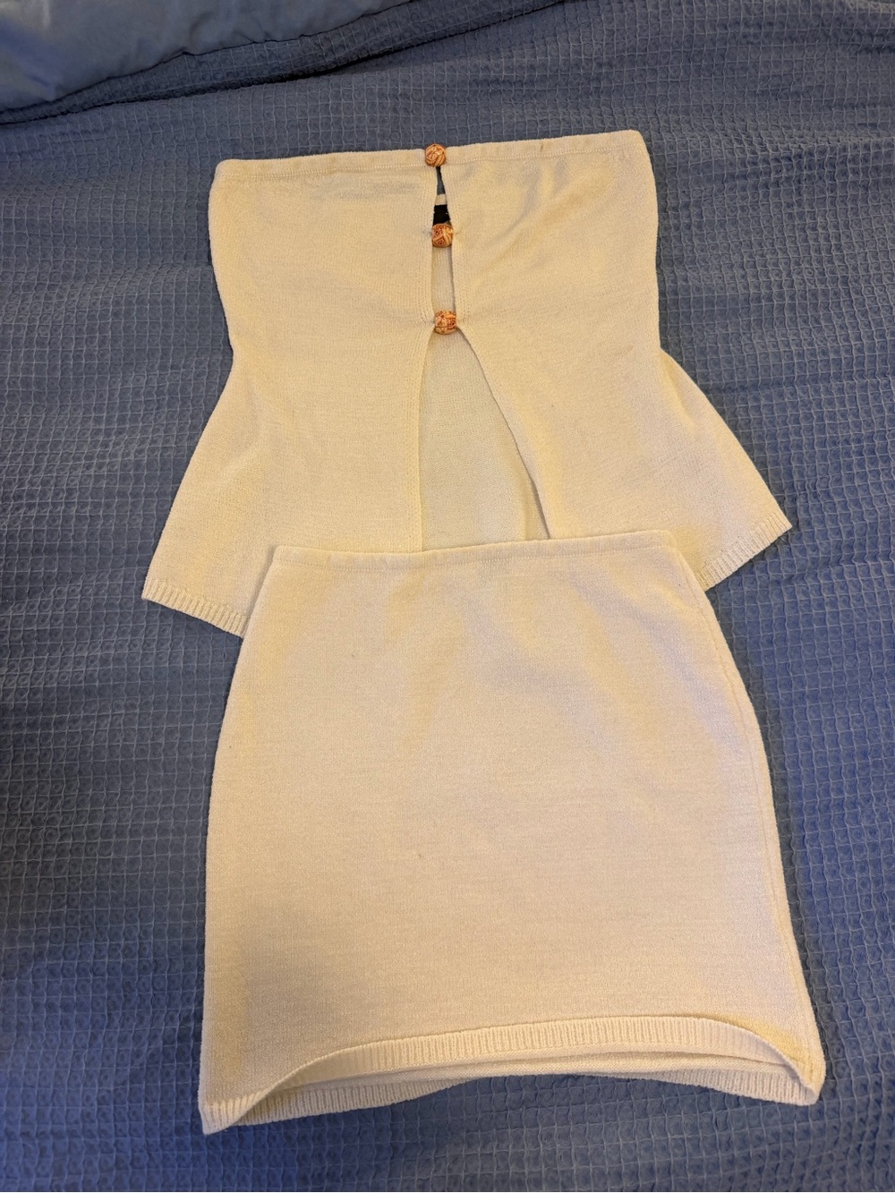 Windsor Cream Strapless Knit Mini Skirt Set - Picture 1 of 2
